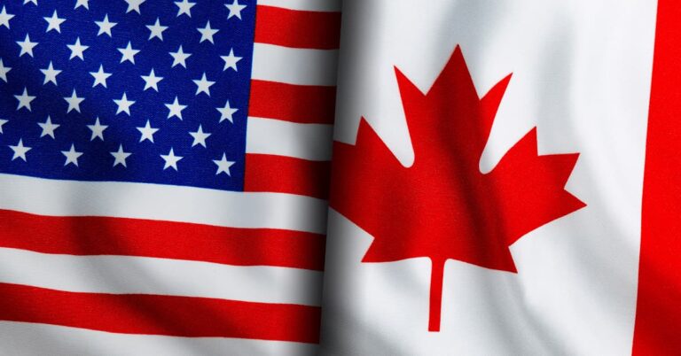 American and Canadian Flags