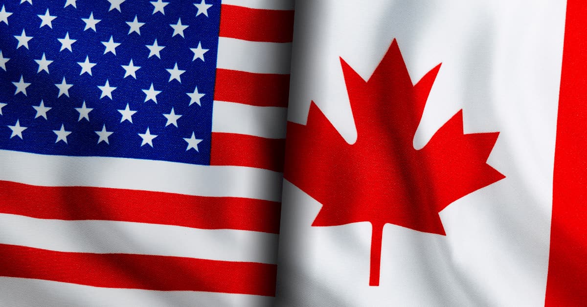 American and Canadian Flags